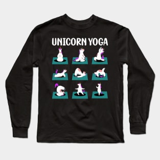 Yoga Unicorn Funny Cute Magical Namaste Meditation Long Sleeve T-Shirt